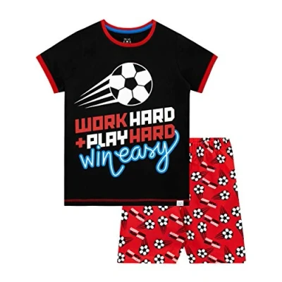 Image of Harry Bear Boys Football Short Pyjamas Black Age 7 to 8 Years