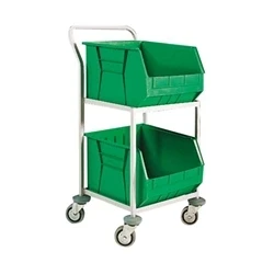 Image of Green Mobile Storage Trolley c/w 2 Bins