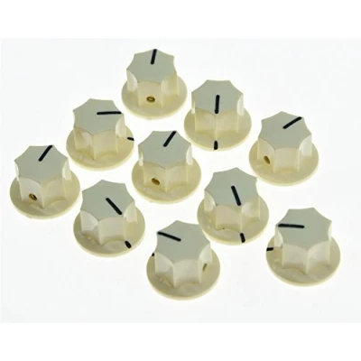 Image of KAISH 10x Aged White Brass Insert USA Spec 1/4&quot; Large J Bass Knob Effect Pedal Knobs for Jazz
