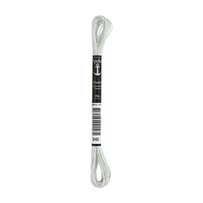 Image of Anchor 4130000 00845 Embroidery Thread, 100% Viscose, Pearl Grey, 10 m, 4 g