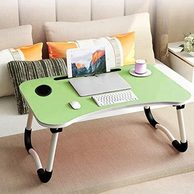 Image of Laptop Bed Table,Portable Lap Desk,Notebook Stand Reading Holder,Notebook Table Dorm Desk with Foldable Legs &amp; Cup Slot,for Eating Breakfast,Reading,Watching Movie on Bed/Sofa(60 x 40cm(Green)