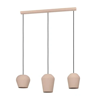 Image of Eglo Pendant Lighting Cambaito, 3 lamp Ceiling Light Fitting, Hanging for Dining and Living Room Made of Metal in Sand Colour, E27 Socket