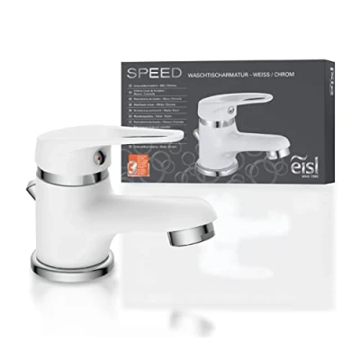 Image of Eisl Speed Single Handle Bathroom Sink Mixer Tap, Set of 1, White, NI075SCR W
