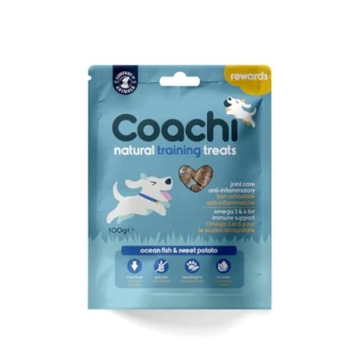 Image of Coachi Natural Dog Training Treats Grain free and Hypollargenic, Small &amp; High Value Low Calorie Rewards. Ideal Healthy Snack for Dogs Puppies from 8 weeks, Made in UK (Ocean Fish, 100g)