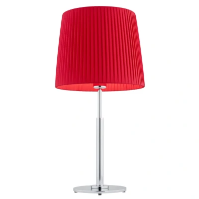Image of Asti Table Lamp With Round Tapered Shade Red, Chrome