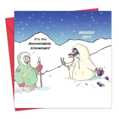Image of Twizler Merry Christmas Card with Abominable Snowman Happy Xmas Funny Womens for Her Female Mens Him Male