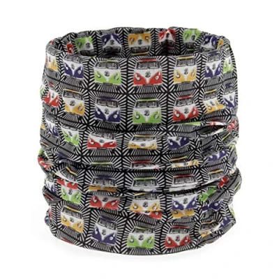 Image of BRISA VW Collection Volkswagen Unisex Tube Scarf Bandana Neck Gaiter Multifunctional Mouth Nose Protection T1 Bus (Bus Fronts/Multicolor)