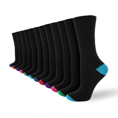 Image of Socksmad Womens Ladies Socks Multipack 12 Pack Soft Breathable Black Cotton Ankle Motif Size 4 7 (UK, Numeric, 4, 7, Regular, Heel &amp; Toe)