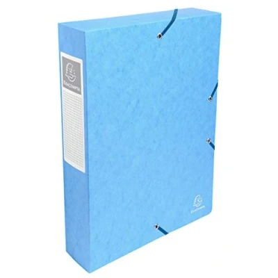 Image of Exacompta Ref 50606E Pressboard Filing Box 250 x 330mm in Size, Suitable for Holding A4 Documents, 6cm Spine, 600gsm Genuine Pressboard, Spine Label Turquoise