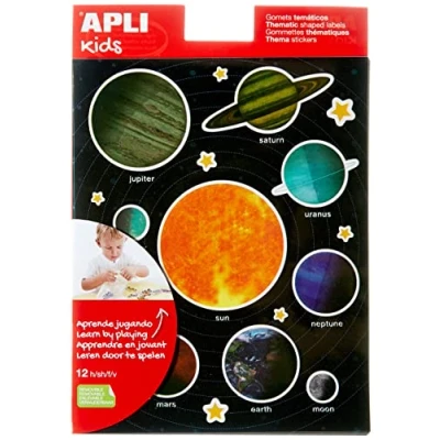 Image of APLI Kids 15174 Rubber Bag, 12 Sheets, Solar System