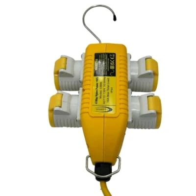 Image of CONNEXION 4 Way Splitter Box, 110V Power Distribution Junction Outlets IP44 rated 16 Amp panel sockets and plug with 2.5mm 5 Metres Cable for Worksites