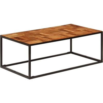Image of vidaXL Coffee Table 110x60x40 cm Solid Acacia Wood and Steel