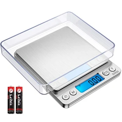 Image of AMIR Digital Pocket Scales, (500g/ 0.01g) High precision Kitchen Food Jewelry Pro Scales with Back Lit LCD Display, Tare and PCS Features, Stainless Steel, Batteries Included