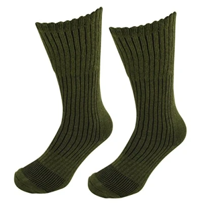 Image of Itzu Men&#039;s Military Army Boot Long Thermal Socks Terry Cloth Cotton (UK 6 11, EUR 39 45) in Camo Green (2 Pair Pack (Army Green))