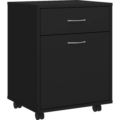 Image of vidaXL Rolling Cabinet Black 45x38x54 cm Engineered Wood