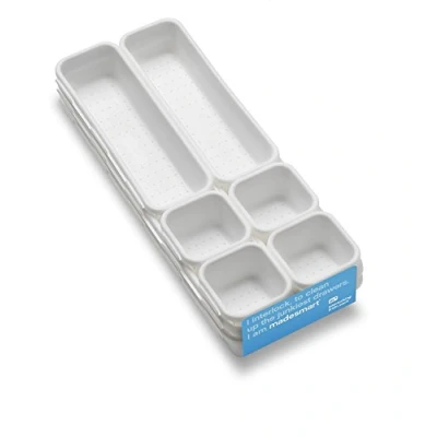 Image of madesmart VALUE 9 Piece Interlocking Bin Pack COLLECTION Customizable Multi Purpose Storage Durable Easy to Clean BPA Free, White
