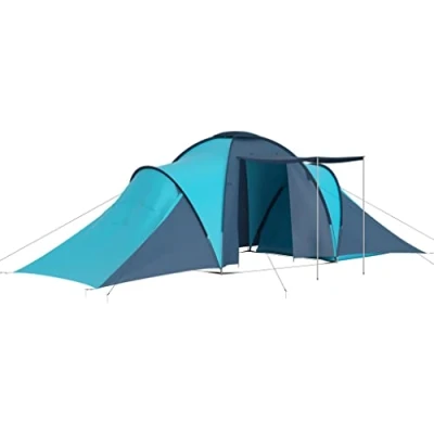 Image of &quot;vidaXL Large Camping Tent Blue and Light Tent, Can Accommodate Max of 6 Persons, Comes with Mosquito Net 2 Compartments&quot;