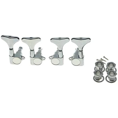 Image of Doprop Chrome 2+2 Sealed Bass Tuners 2L2R Tuning Keys Pegs 4 String Guitar Machine Heads