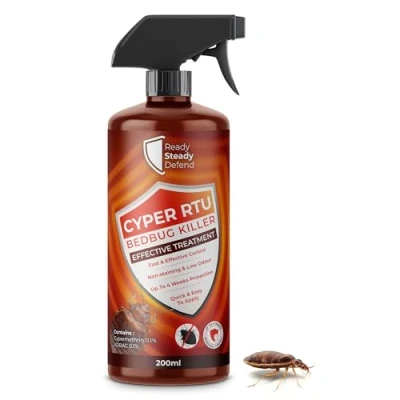 Image of Bed Bug Killer Spray 200ml Cyper RTU Effective and Insect Treatment, Fast Acting Formula For Living Spaces Home Use, Non Staining Long Lasting Eggs, Larvae &amp; Adult Bugs