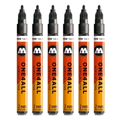 Image of Molotow MO127301 One4All 127HS # 223 Marker Pen Metallic Black (Pack of 6