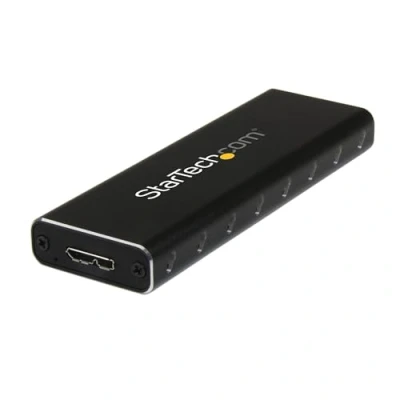 Image of StarTech.com M.2 SSD Aluminum Enclosure to USB 3.0 (5Gbps) with UASP Black NGFF SATA B Key &amp; B+M External Portable Not Compatible NVMe / AHCI (SM2NGFFMBU33)