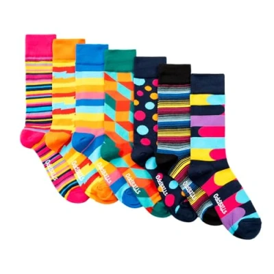 Image of OddBalls Sock Multipack 7 Pack Mens &amp; Womens Colourful Cotton Socks Work Elasticated Ankle Stripey Bundle Size 10