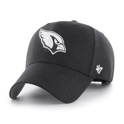 Image of 47 NFL Arizona Cardinals MVP Unisex Baseball Cap, Adjustable Hook &amp; Loop Strap, Team Logo, Colour Black