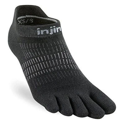 Image of Injinji Women&#039;s Run Lightweight No Show Socks, Black, Small