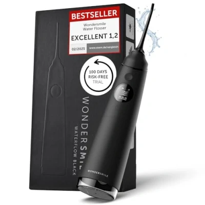 Image of Wondersmile Oral Irrigator PRO SmoothFlow Technology for Optimal Tooth &amp; Gum Care Interdental Cleaner with 4 Modes Rechargeable Battery up to 30 Days Running time (Ultimate Black / 1 Pack)