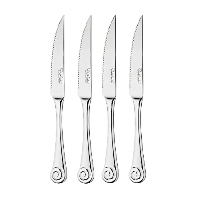 Image of Robert Welch Ammonite Bright Cutlery Steak Knife, Set of 4. Made from Stainless Steel. Dishwasher Safe.