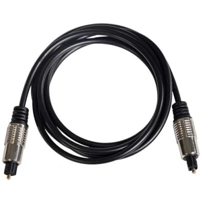 Image of AV:Link TOSlink Optical Cable for Crystal Clear Multi Channel Digital Audio, Soundbar, Home Theatre, Gold Plated, Fibre Optic Speeds, Nicol Cased Connectors 1.5 Metre, Black