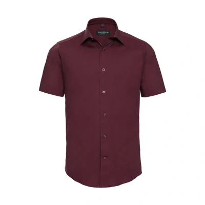 Image of Russell Athletic Collection Mens Fitted Short Sleeved Shirt (Port) Maroon Size 3XL