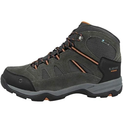 Image of HI TEC Bandera II WP Hiking shoes, Men&#039;s, Size: 13, Charcoal/graphite/burnt orange Leather and textile