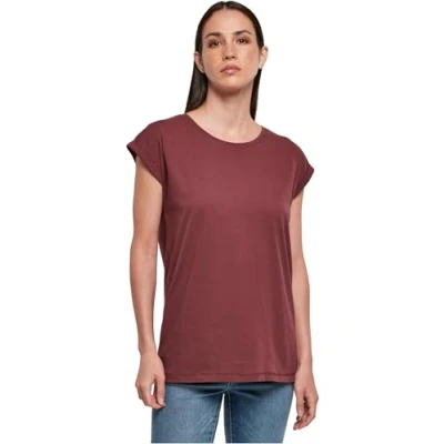 Image of Build Your Brand Women&#039;s Ladies Organic Extended Shoulder Tee T Shirt, Cherry, XXXXL