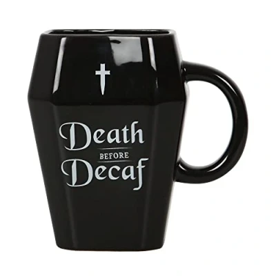 Image of something different Death Before Decaf Coffin Mug