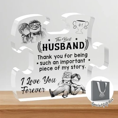 Image of CROWNLY CRYSTAL® Personalised Gifts for Men Husband Birthday Valentines Acrylic Puzzle Ornament Presents Gift Ideas Cool