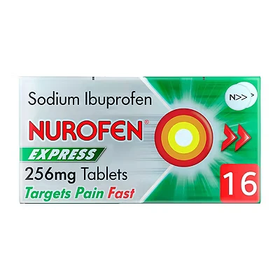 Image of Nurofen Express Ibuprofen Tablets, 256mg, 16 Painkillers, Sinus Relief, Migraine Headache Tooth Pain Toothache, Flu Long Lasting, Cold and