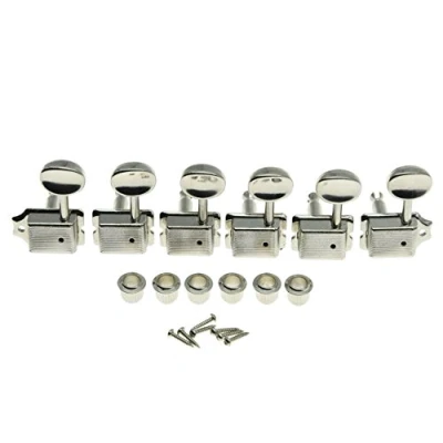 Image of Dopro Nickel Lefty Split Shaft Vintage Guitar Tuning Keys Pegs Left Handed Machine Heads for Strat Tele