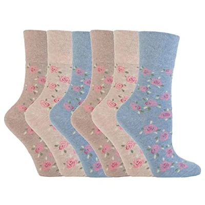 Image of NEW: 6 Pairs Ladies Gentle Grip No Elastic Socks 4 8 uk, 37 42 eur (GG46)