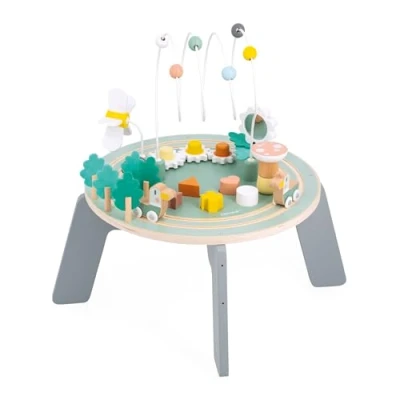 Image of Janod Sweet Cocoon Wooden Activity Table 9 Children’s Activities Early Learning Toy Develops Fine Motor Skills FSC Wood Garden Theme 12 Months +, J04045