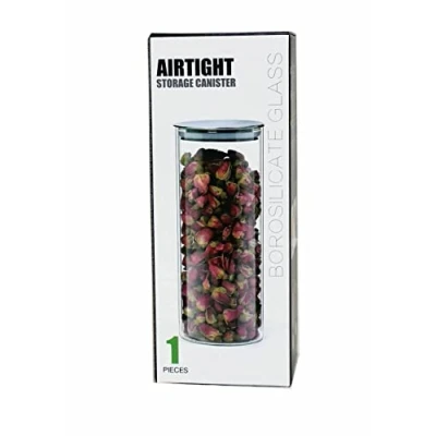 Image of Aminno High Borosilicate Glass Sealed 1000ml Storage Jar Stainless Steel Lid Kitchen Container Cereal Dried Fruit
