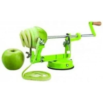 Image of IBILI 3 in1 Apple Peeler Slicer Coring Machine Cutter Dicer Fruit Corer Kitchen Potato, Silver/Green, 33 x 20 15 cm