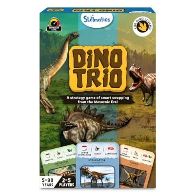 Image of Skillmatics Card Game Dino Trio, A Smart Swapping Dinosaur Themed Strategy for Kids, Teens &amp; Adults