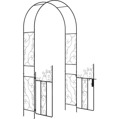 Image of Outsunny Metal Garden Arch with Double Gate Arbor Climbing Plants 844 761V00BK