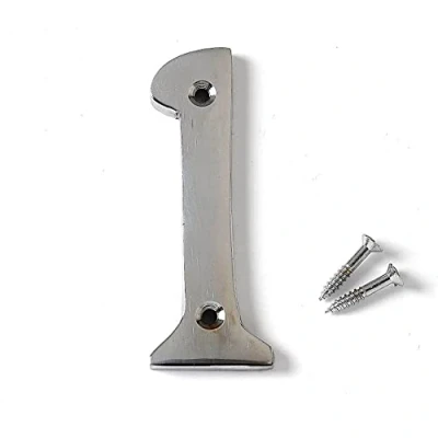 Image of The Home Fusion Company Polished Chrome Screw On House Door/Gate Numbers And Letters 0 9 A B Post Wall