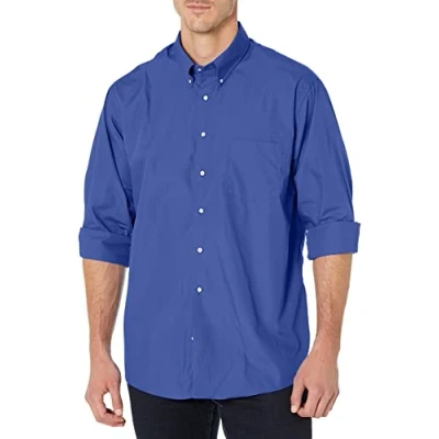 Image of Van Heusen Men&#039;s Short Sleeve Dress Shirt Regular Fit Poplin Solid, Flame, 16&quot; Neck