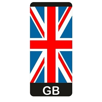 Image of Landing Designs 2 X UNION JACK GB BRITISH MOTORBIKE REG STICKERS