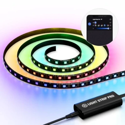 Image of Elgato Light Strip Pro Individually Addressable RGB LEDs, AI Scenes, Adjustable Speed/Intensity/Direction App Controlled on Mac, PC, iPhone, Android, Stream Deck, Black