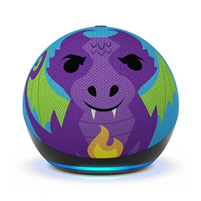 Image of Echo Dot Kids (5th generation, 2022 release) Wi Fi and Bluetooth smart speaker With Alexa 1 year of Amazon Kids+ content Dragon
