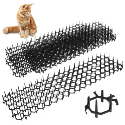 Image of GEEZY 6 Piece Animal Repellent Mats Durable Plastic Cat Deterrents for Garden, Anti Spikes, Dog and Fox 49x14cm